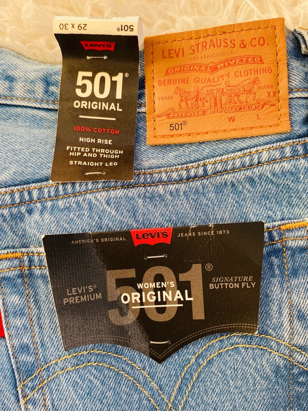 Levi’s Premium 501 Original Jeans High Rise Distressed Straight Leg NWT - Picture 5 of 13